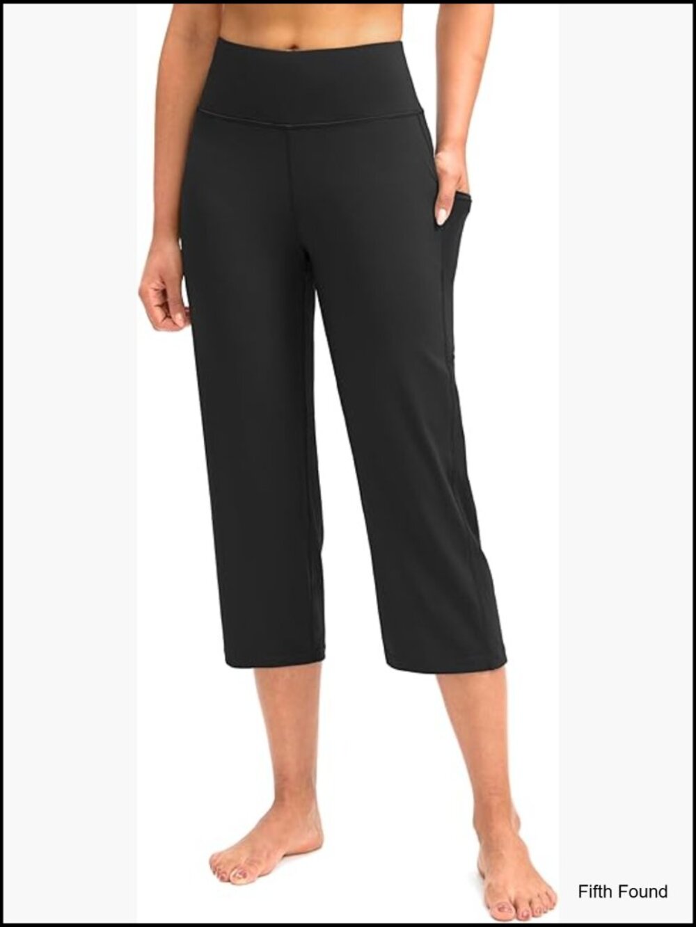 High Waist Capri Yoga Pants with Pockets Tummy Control Straight Leg Workout